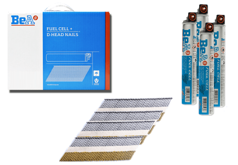 BeA 34 Degree 2.9mm-3.1mm Diameter Paper Collated Ring Strip Nails 50mm-90mm + Fuel Cells - ProNailers