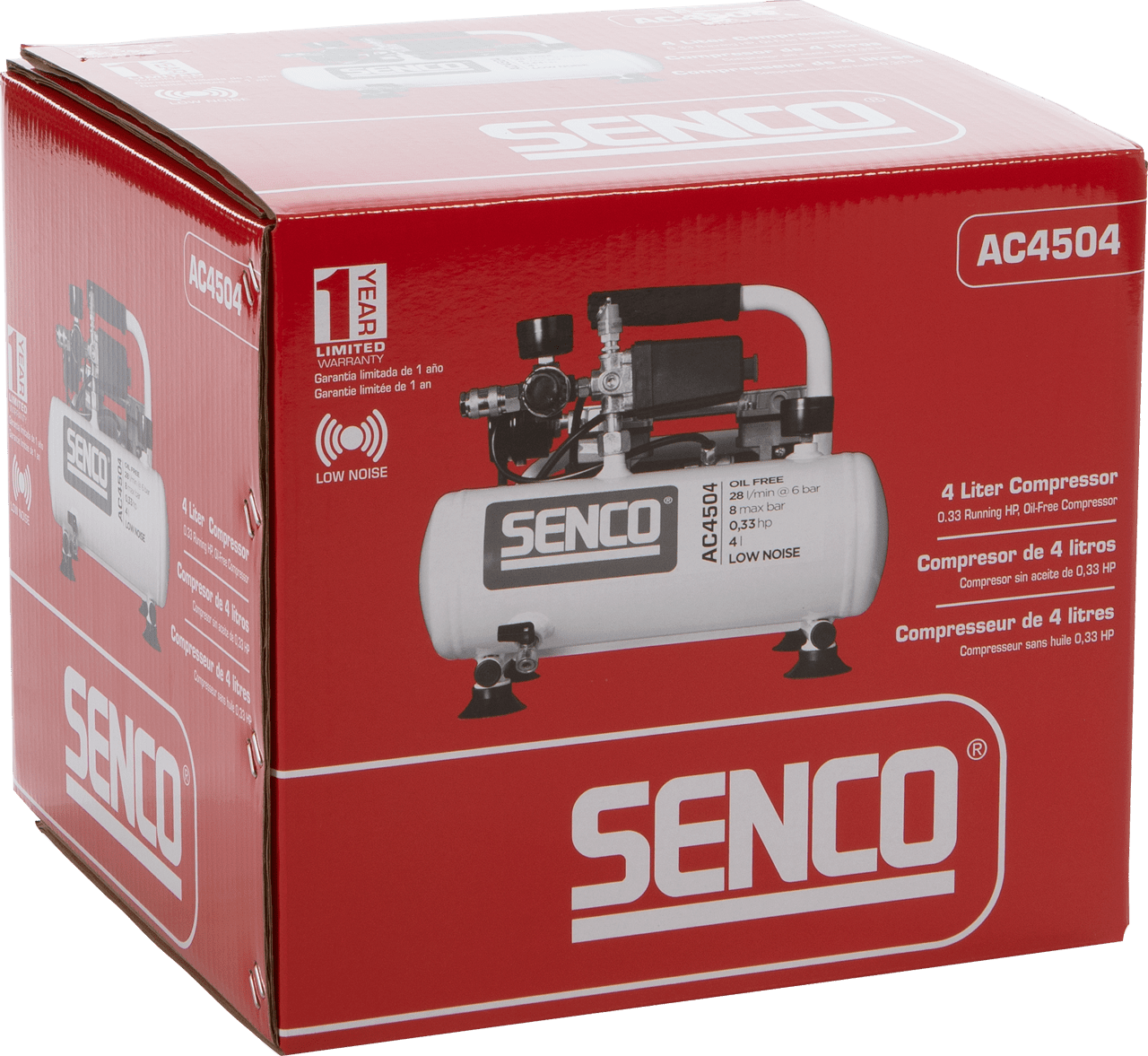 Senco AC4504 4 Litre 0.37 HP Low Noise Electric Air Compressor - ProNailers