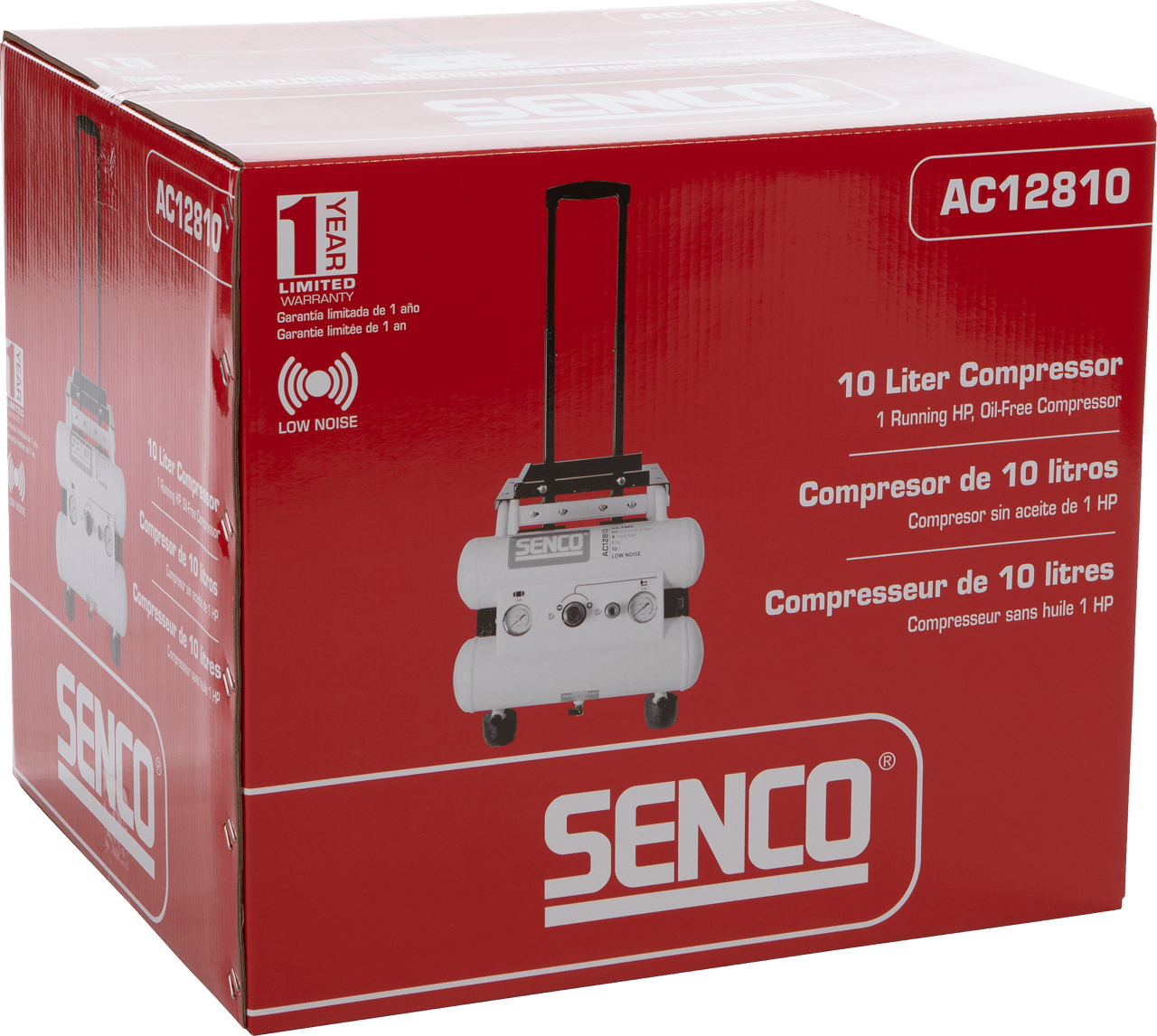 Senco AC12810 10 Litre 1 HP Low Noise Electric Air Compressor - ProNailers