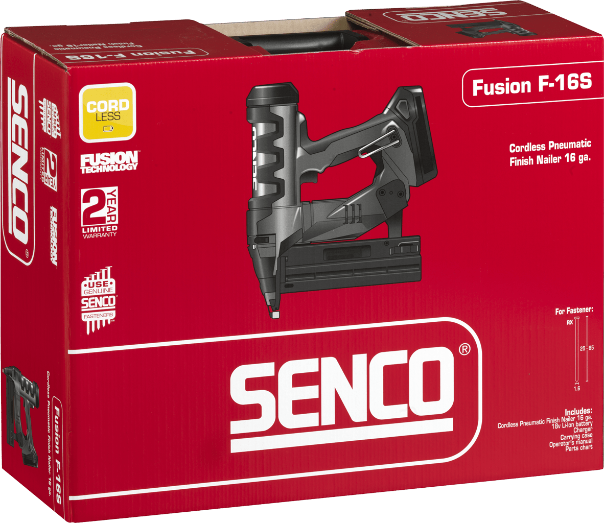 Senco F-16S 18V 16 Gauge Cordless Battery Fusion Finish Nailer 19mm-65mm - ProNailers