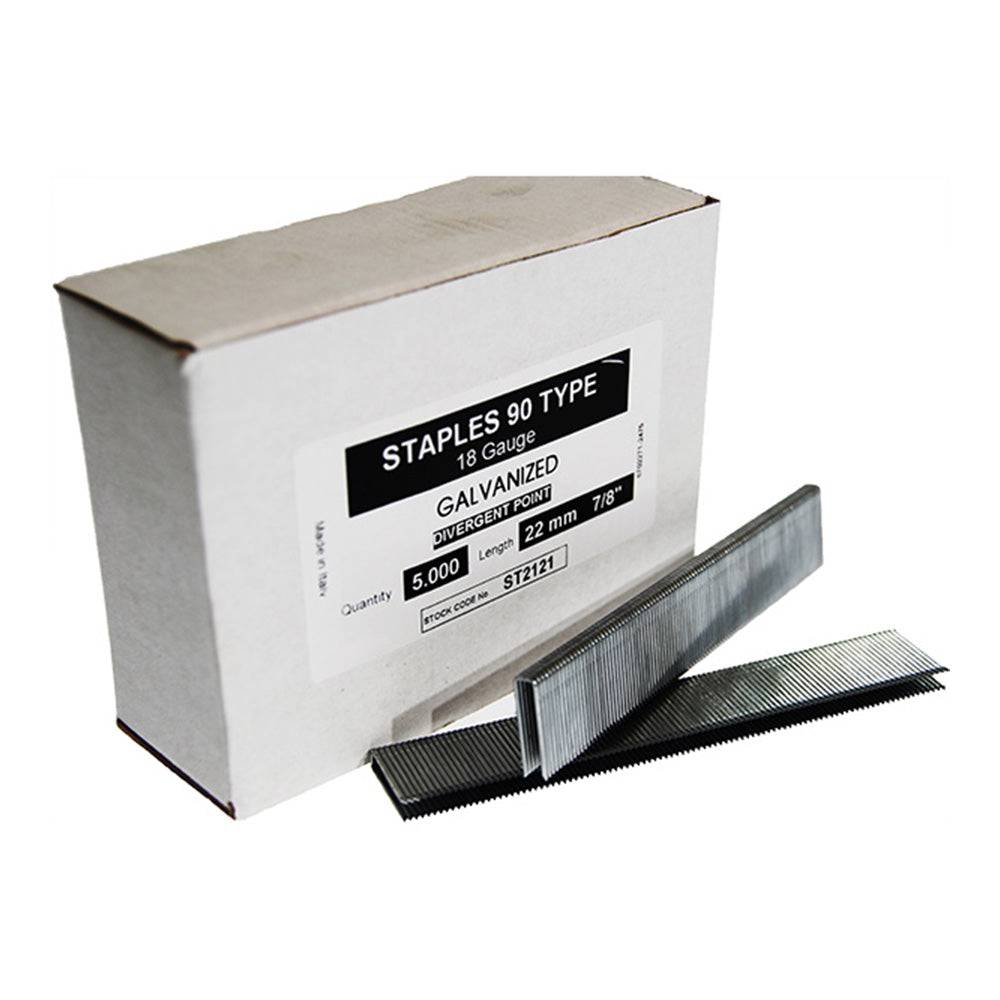 Type 90 Medium Wire Narrow Crown Divergent Point Galvanised Staples 18mm-22mm 5,000/Box - ProNailers