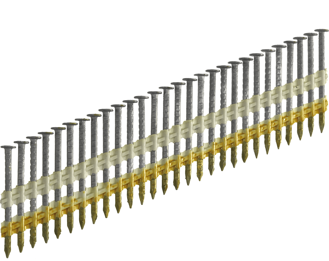 Senco 21 Degree 2.9mm-3.1mm Diameter Plastic Collated Full Round Head Barbed Hot Dipped Galvanised Strip Nails 50mm-90mm 2,000/Box - ProNailers