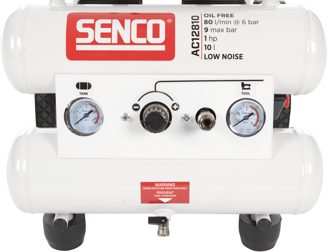 Senco AC12810 10 Litre 1 HP Low Noise Electric Air Compressor - ProNailers