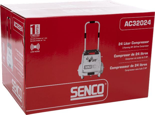 Senco AC32024 24 Litre 3 HP Low Noise Electric Air Compressor - ProNailers