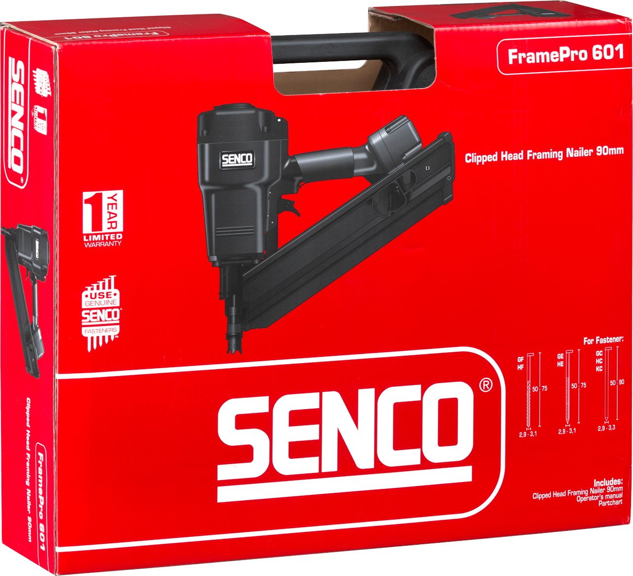 Senco FRAMEPRO601 34 Degree Clipped Head Strip Framing Nailer 50mm-90m