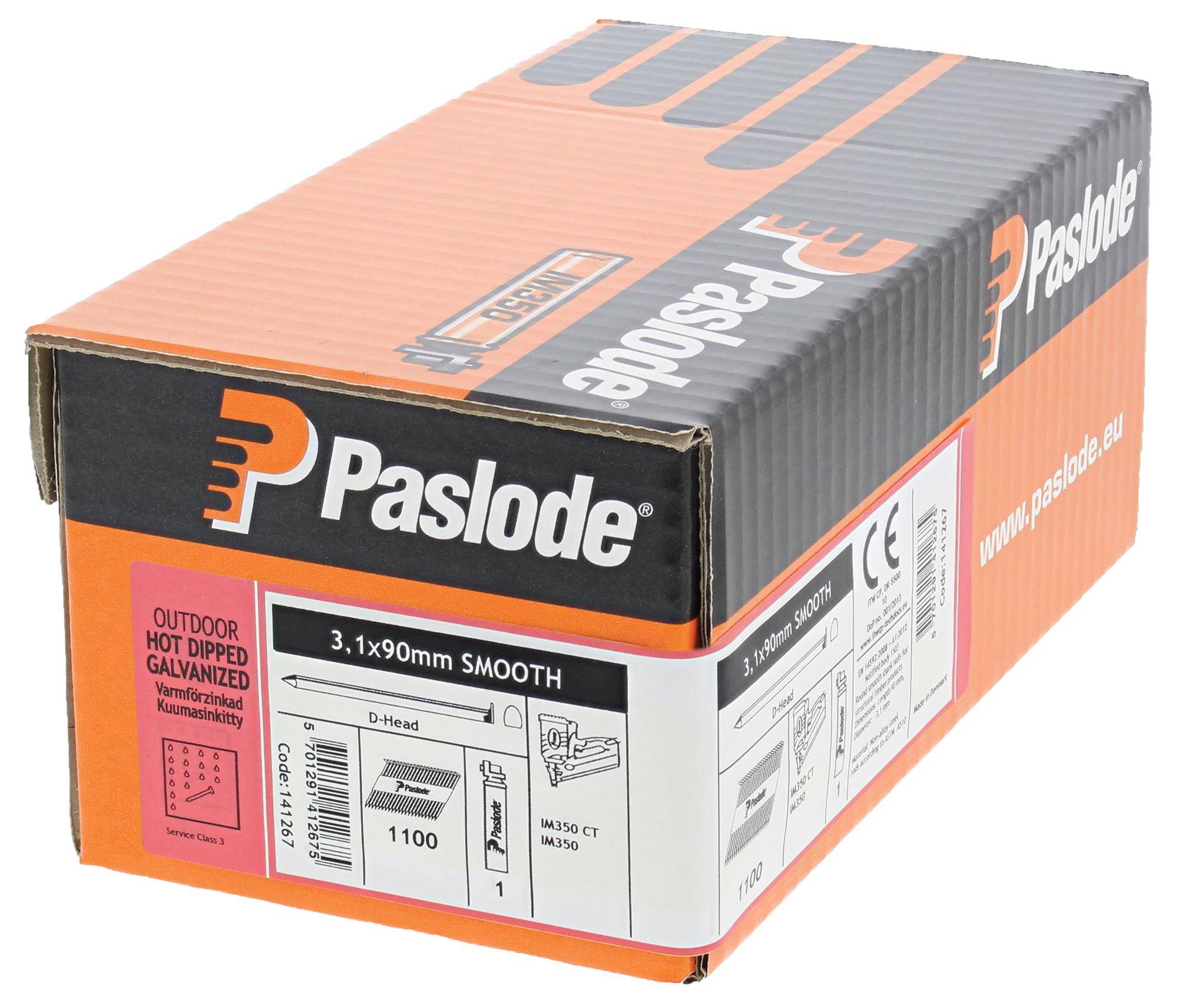 Paslode IM350+ Handy Pack 34 Degree 2.8mm-3.1mm Diameter Paper Collated Nails 51mm-90mm 1,100/Box + 1 Fuel Cell - ProNailers